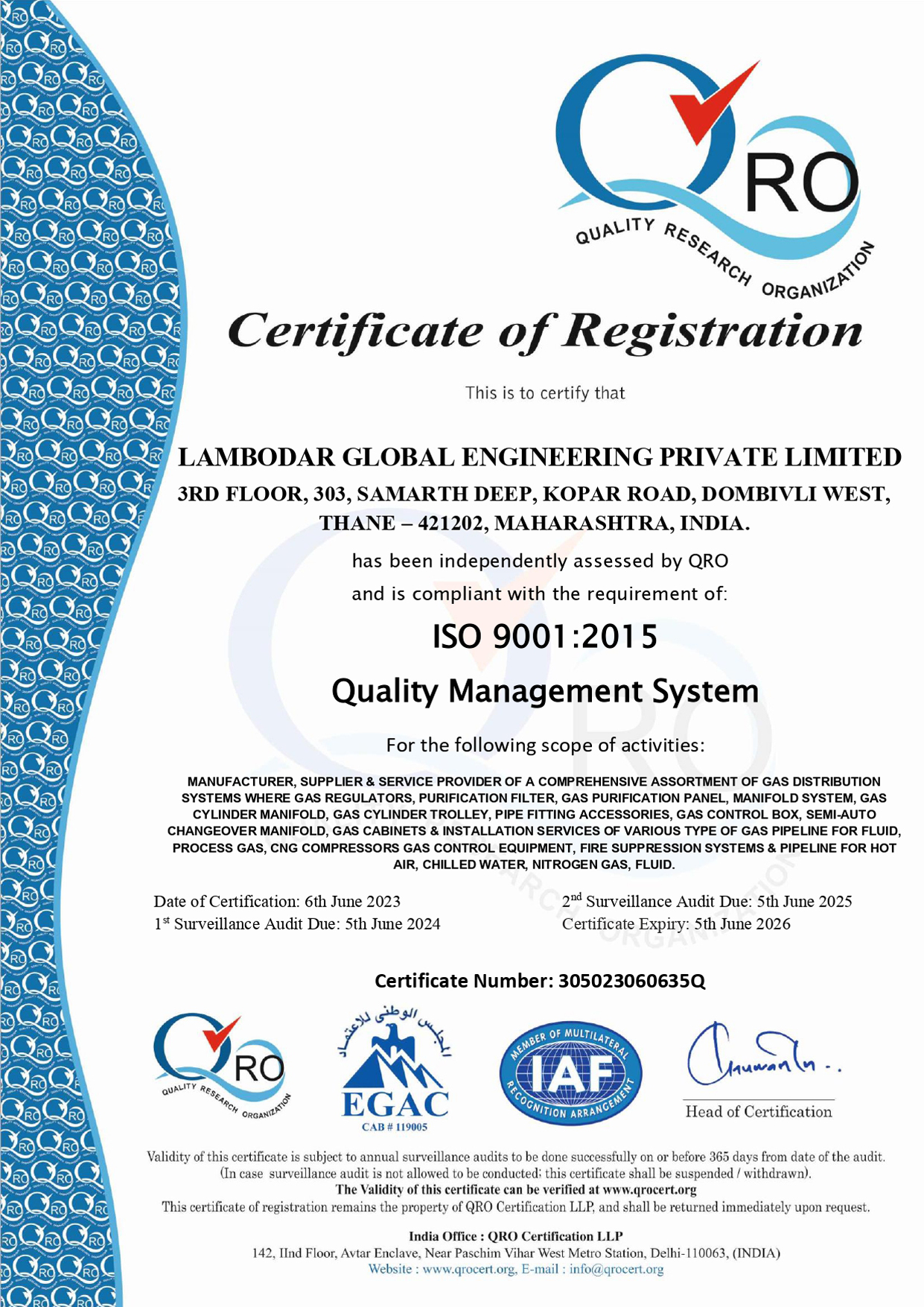 ISO 90012015 Certificte